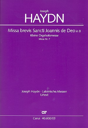 MISSA BREVIS B-DUR SANCTI JOHANNIS DE DEO HOB 22/7