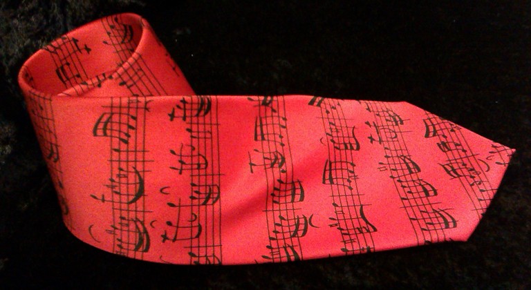 Krawatte, Bachs Handschrift, rot