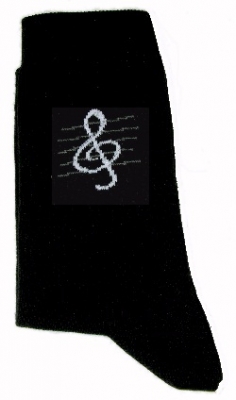 Socken schwarz, weißer Violinschlüssel Größe 39-42