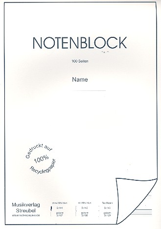 Notenblock A4 50 Blatt / 100 Seiten 12 Systeme Recyclingpapier