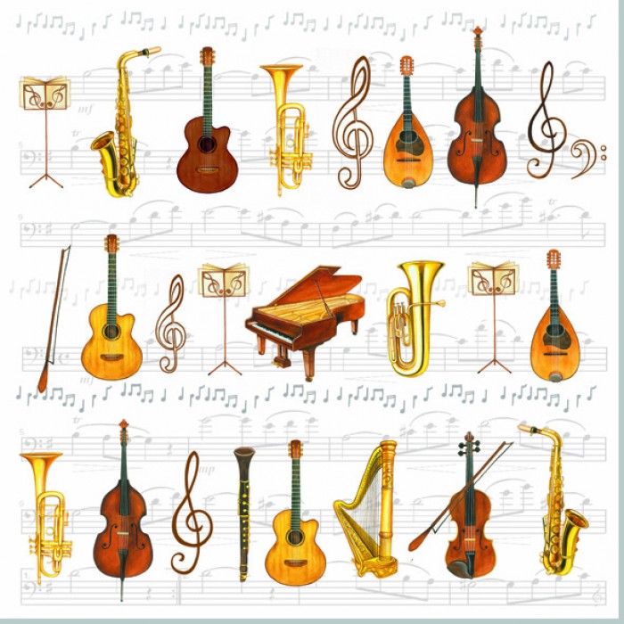 Servietten "Orchestra" mit Instrumenten