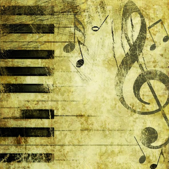 Servietten Notenschlüssel mit Noten "Piano" Cocktail